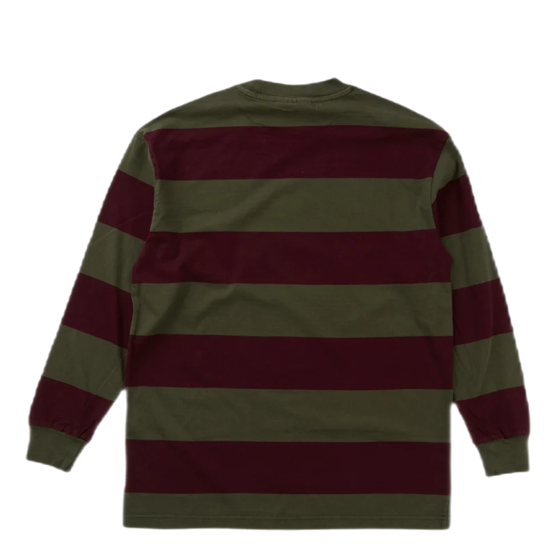 Boxy Tee Long Sleeve Burgundy Stripe