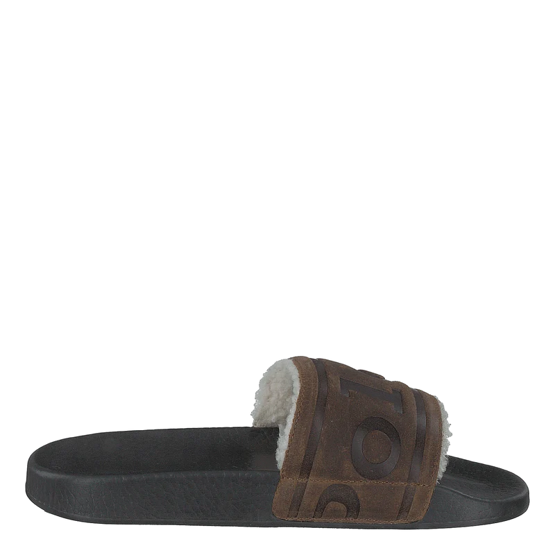 Faux-Shearling–Lined Suede Slide Snuff