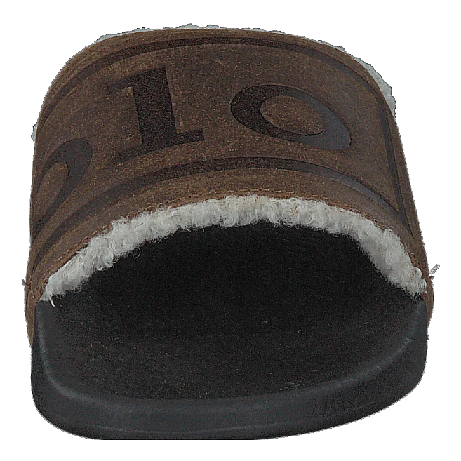 Faux-Shearling–Lined Suede Slide Snuff