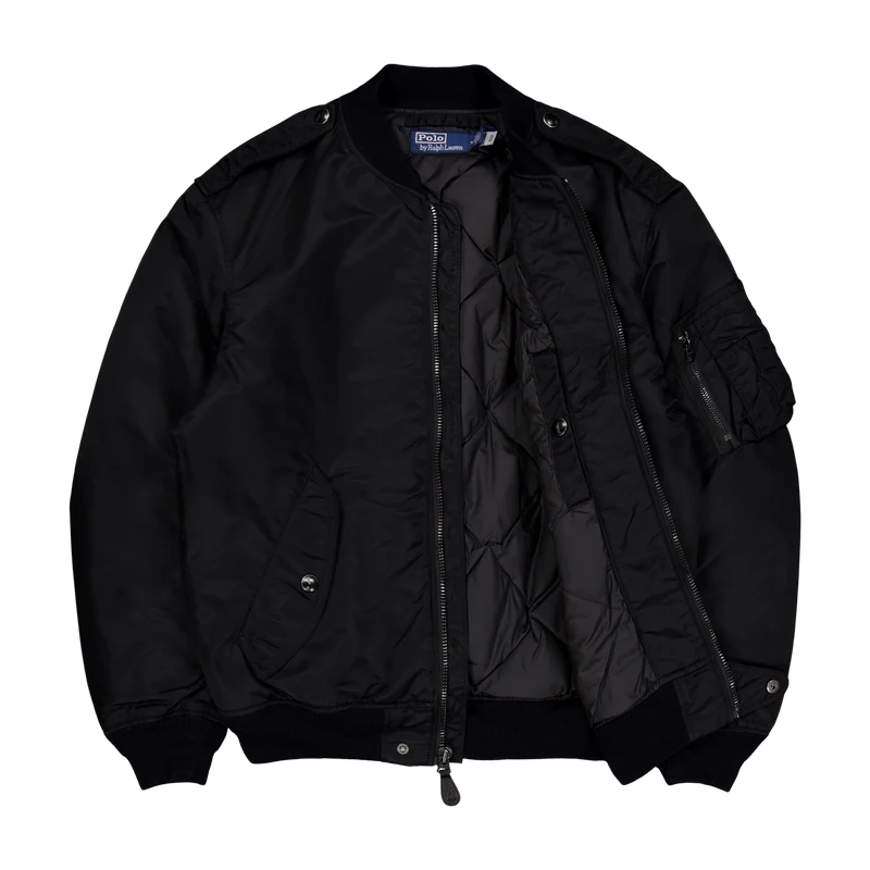 Down Bomber Jacket Polo Black