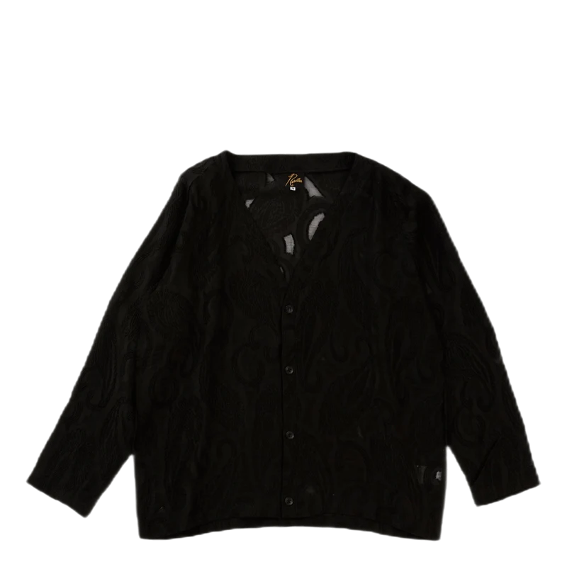 V Neck Cardigane - Paisley Cut Black