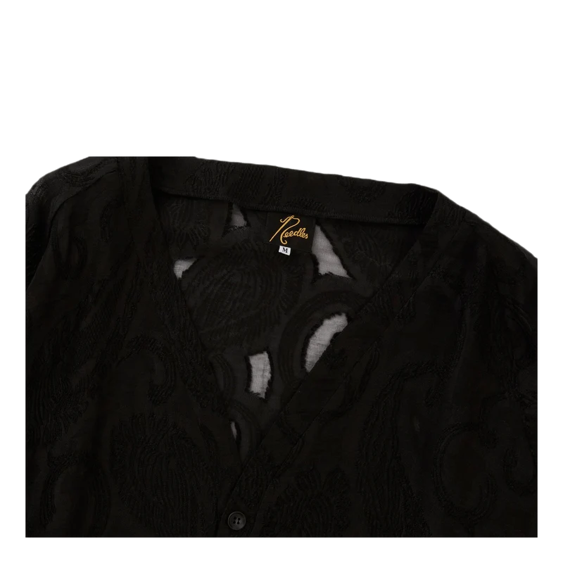 V Neck Cardigane - Paisley Cut Black
