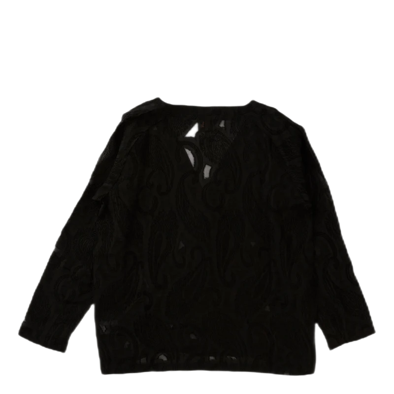 V Neck Cardigane - Paisley Cut Black