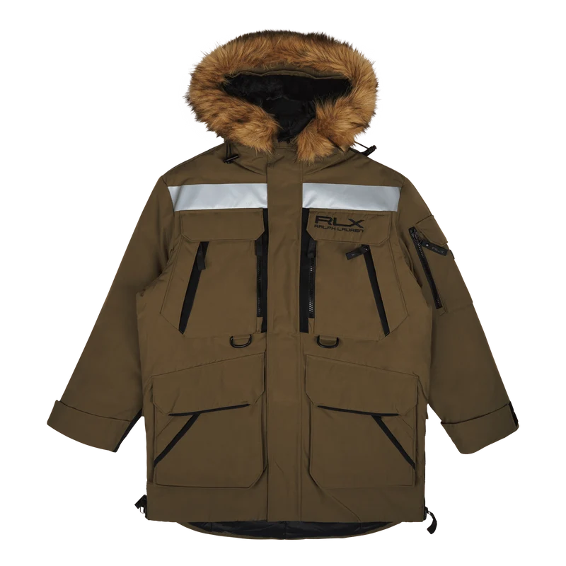 Faux-Fur-Trim Water-Repellent Parka Fall Sage
