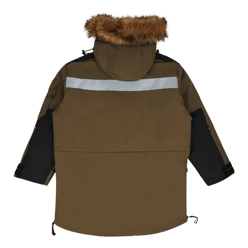 Faux-Fur-Trim Water-Repellent Parka Fall Sage