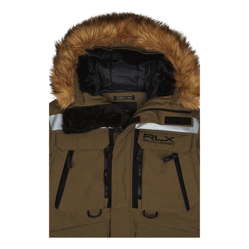 Faux-Fur-Trim Water-Repellent Parka Fall Sage