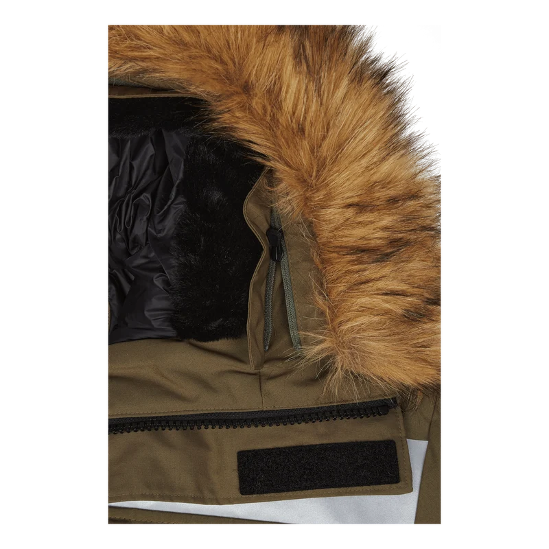 Faux-Fur-Trim Water-Repellent Parka Fall Sage