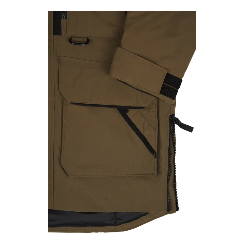 Faux-Fur-Trim Water-Repellent Parka Fall Sage
