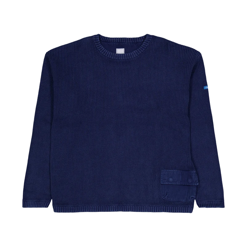 Garment Dyed Cotton Knit Crewn Navy