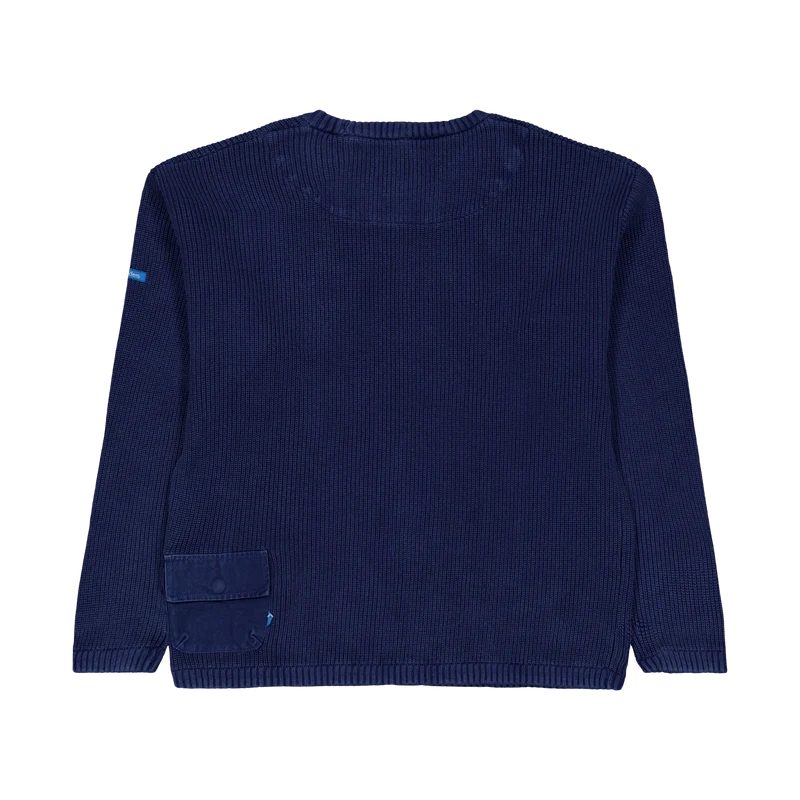 Garment Dyed Cotton Knit Crewn Navy