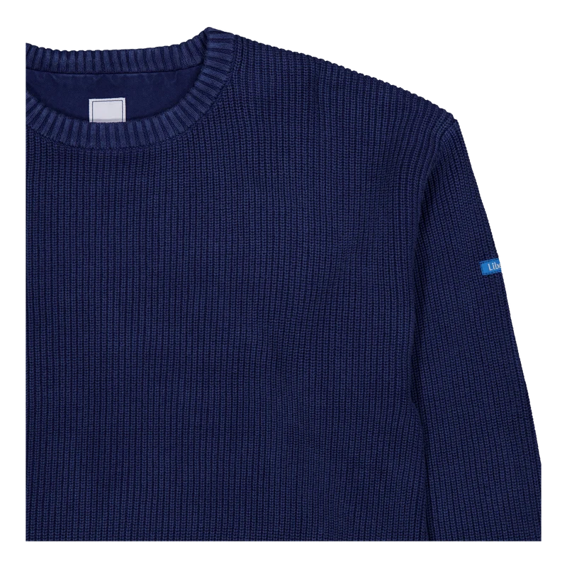 Garment Dyed Cotton Knit Crewn Navy
