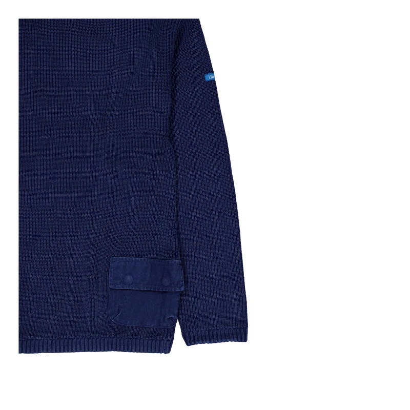 Garment Dyed Cotton Knit Crewn Navy