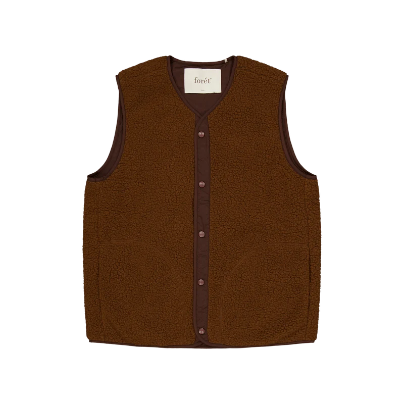 Aura Sherpa Fleece Vest Brown