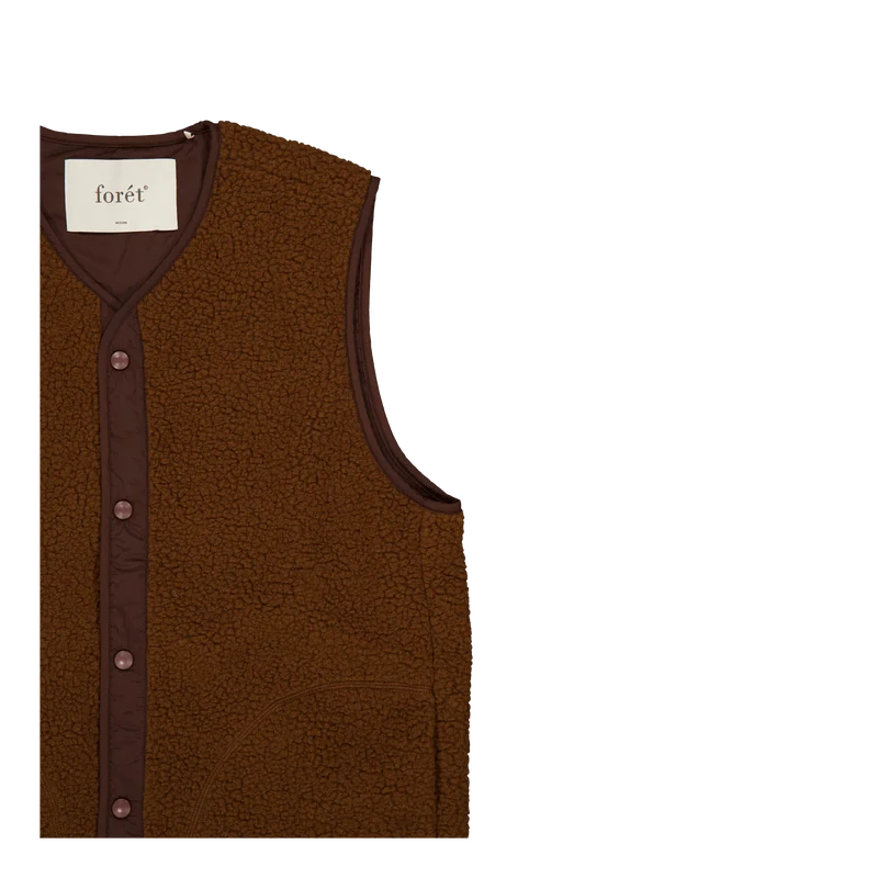 Aura Sherpa Fleece Vest Brown