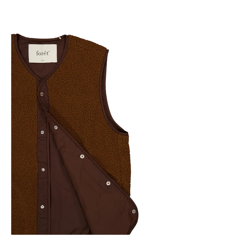 Aura Sherpa Fleece Vest Brown