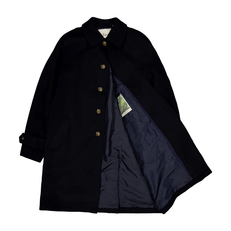 Shelter Wool Long Coat - Navy Navy