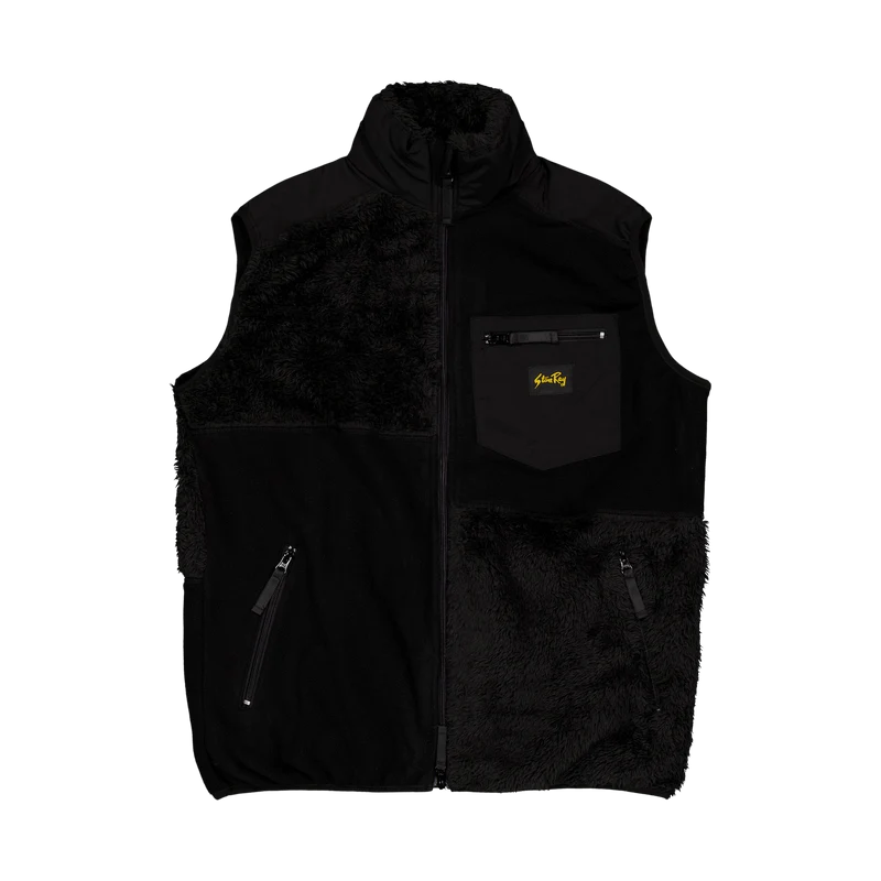 Patchwork Fleece Vest Black
