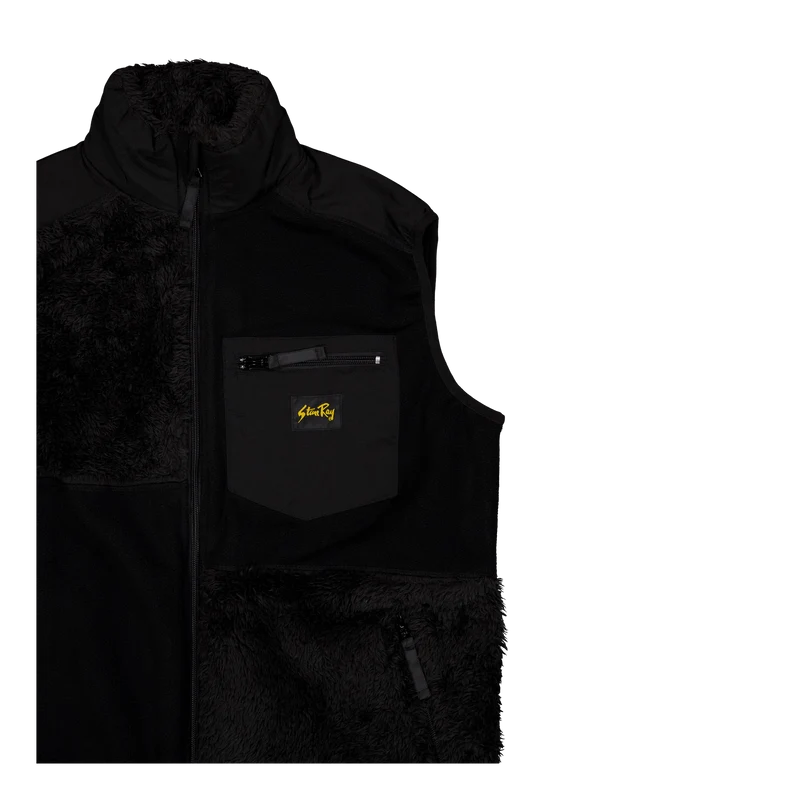Patchwork Fleece Vest Black