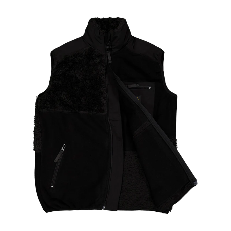 Patchwork Fleece Vest Black