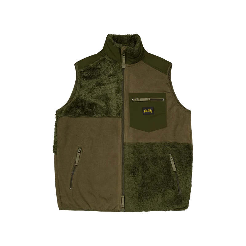 Patchwork Fleece Vest Olive
