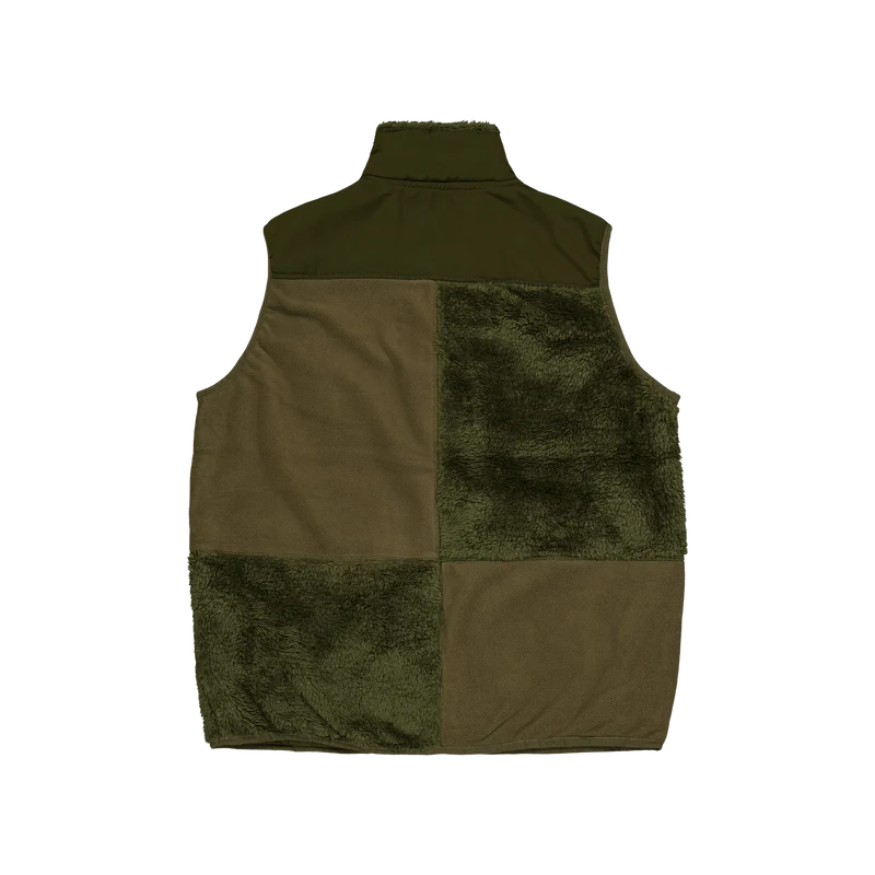 Patchwork Fleece Vest Olive