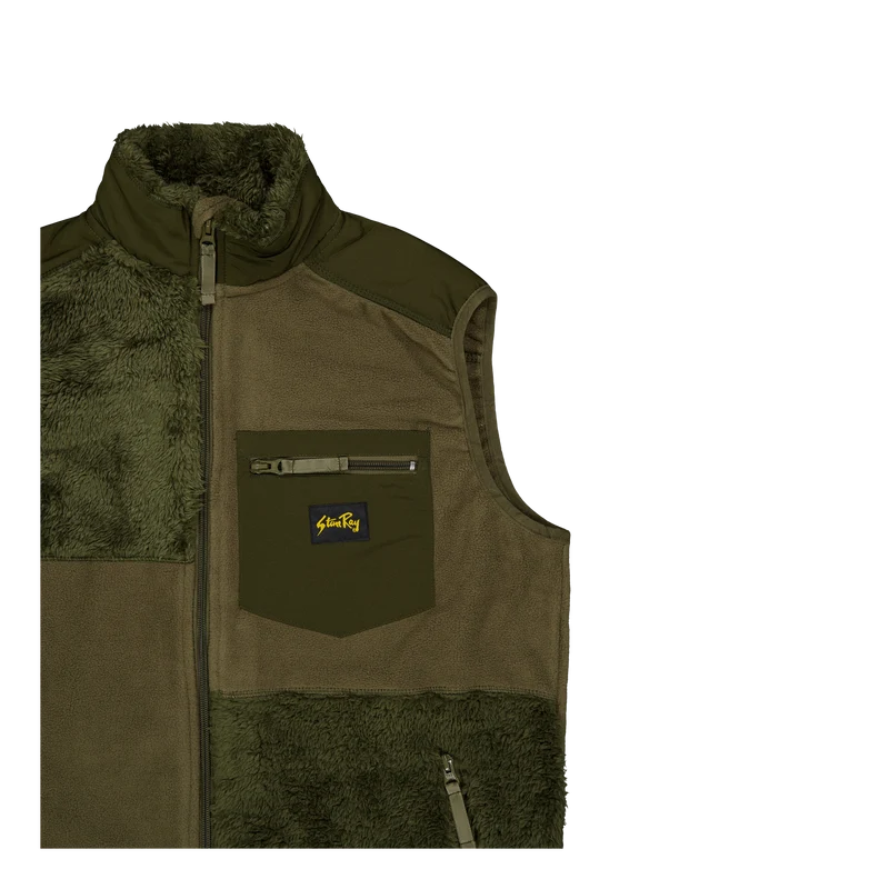 Patchwork Fleece Vest Olive