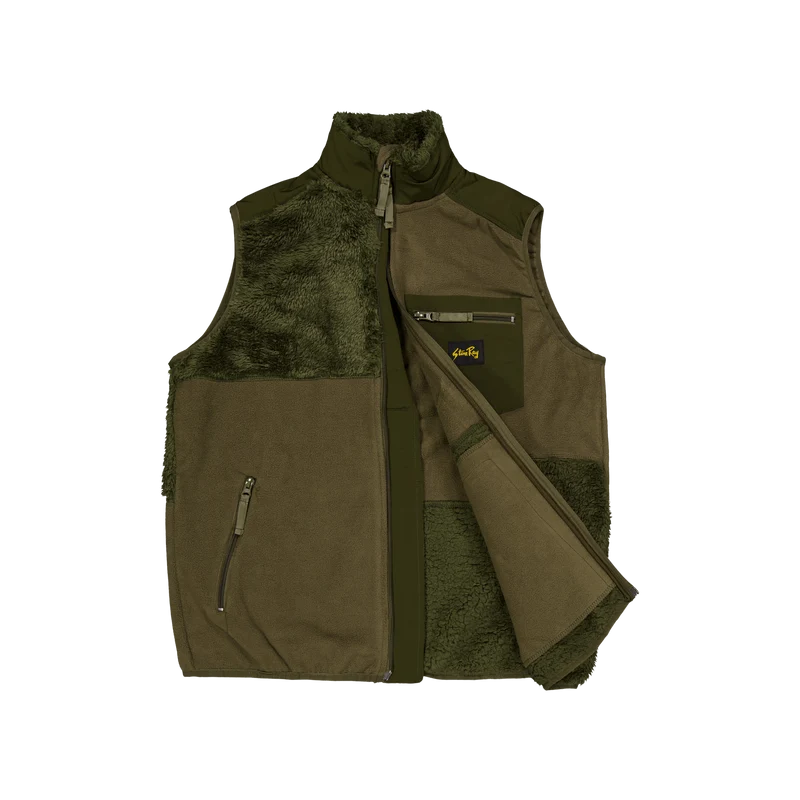 Patchwork Fleece Vest Olive