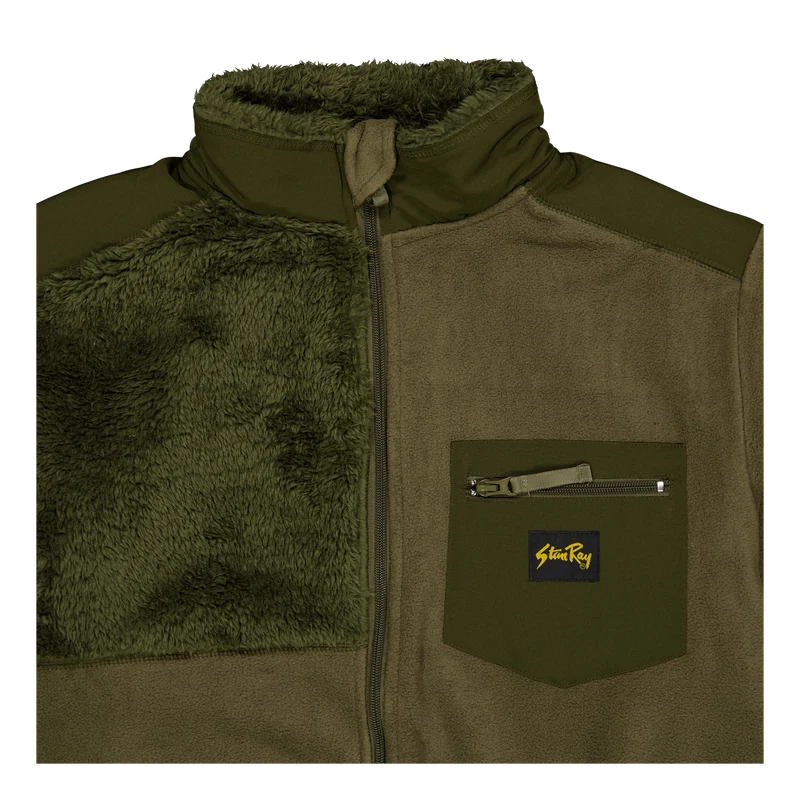 Patchwork Fleece Jacket Olive