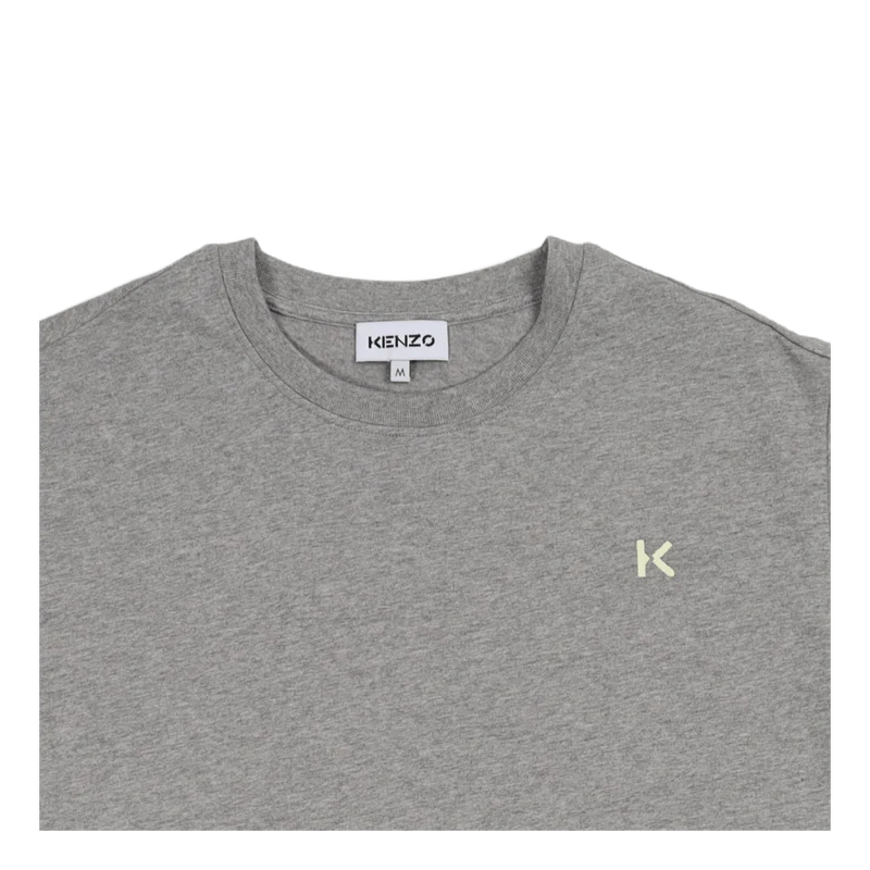 Dual Material T-shirt Dress Pearl Grey
