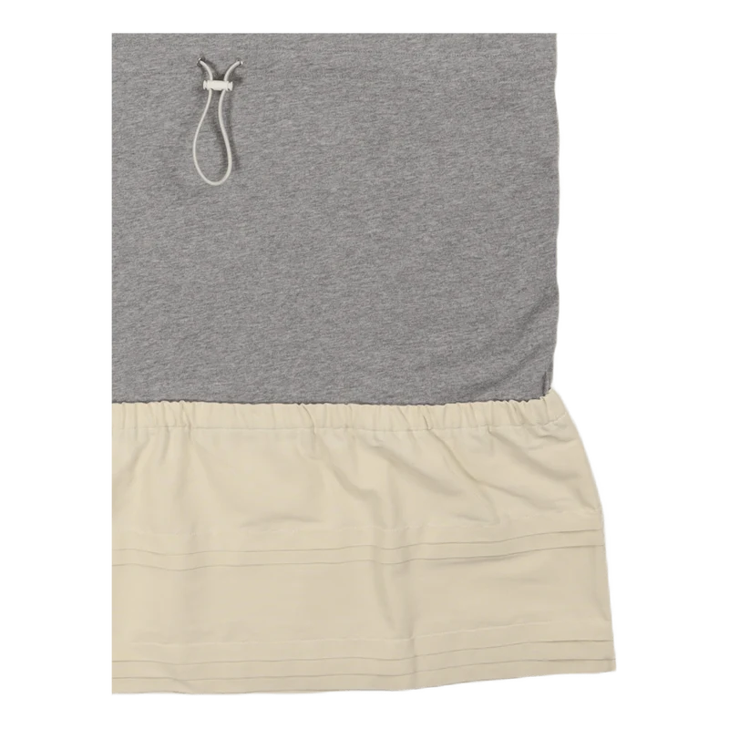 Dual Material T-shirt Dress Pearl Grey