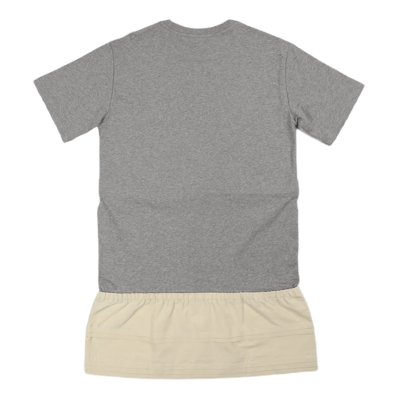 Dual Material T-shirt Dress Pearl Grey