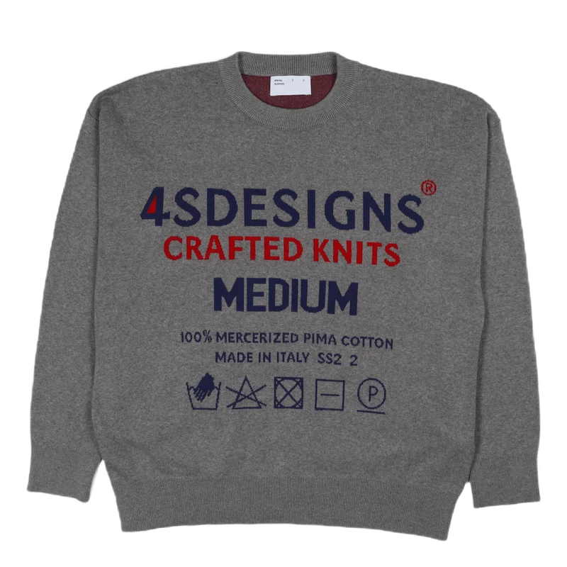 Knit Size-tag Crewneck Grey Wi