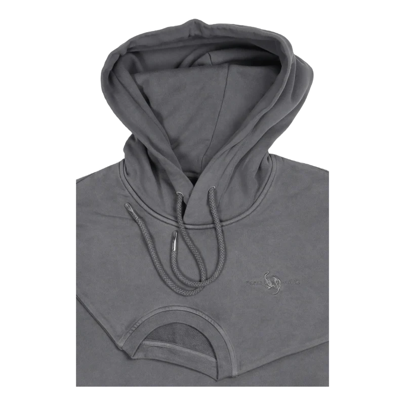 Plant Dye Double Collar Hoodie Dark Grey