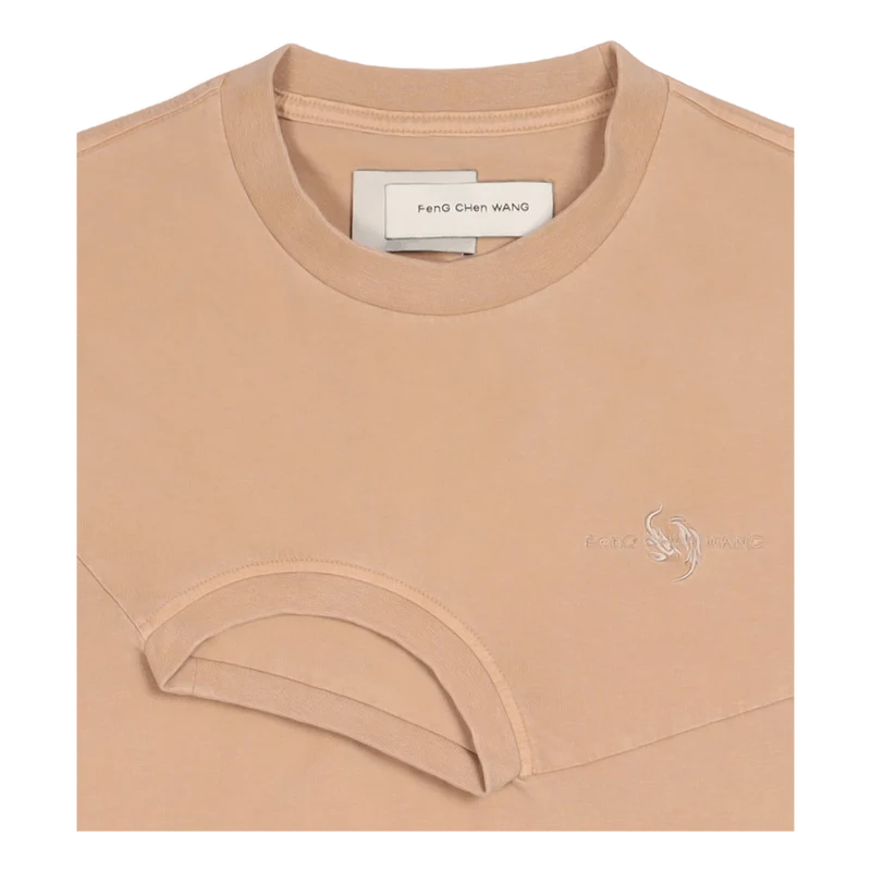 Plant Dye Double Collar T-shir Kahki