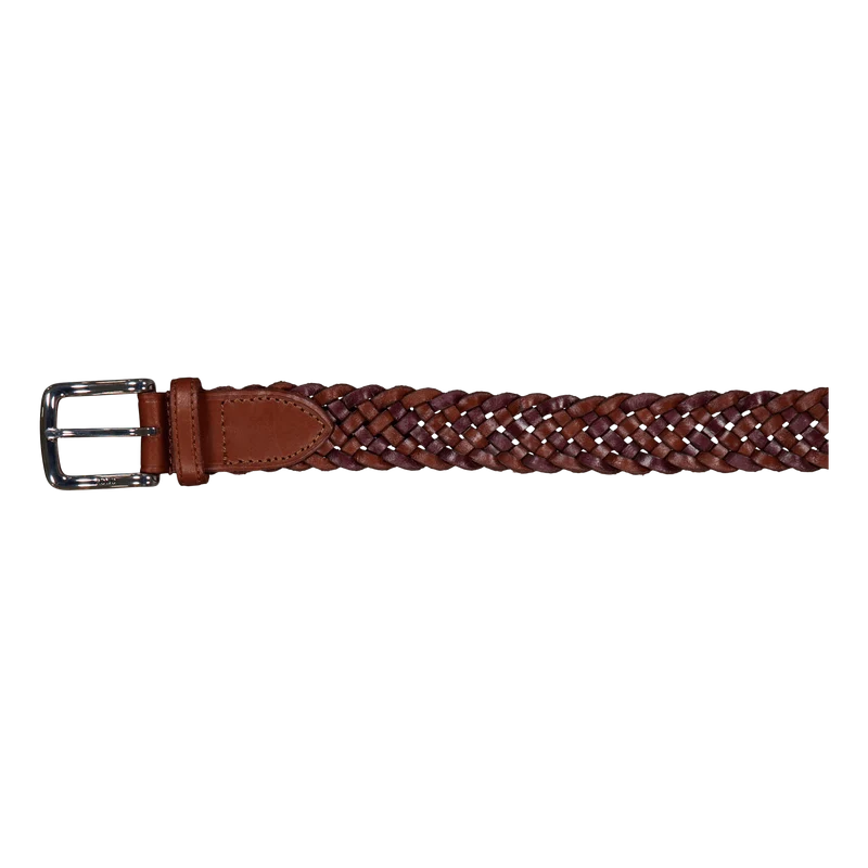 Braided Leather Belt Saddle / Dark Brown