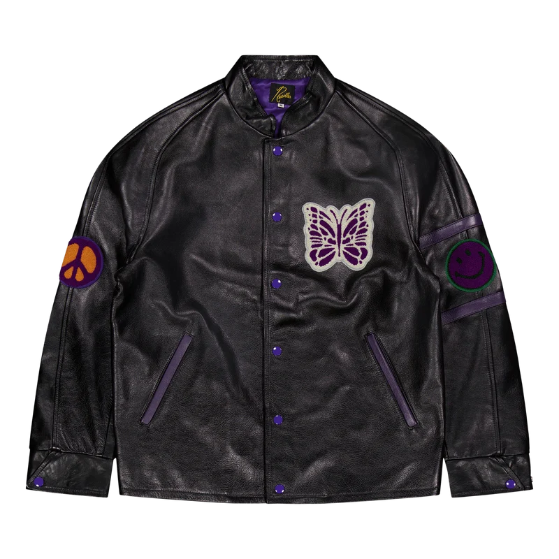 Needles Letterman Jacket - Cow Black