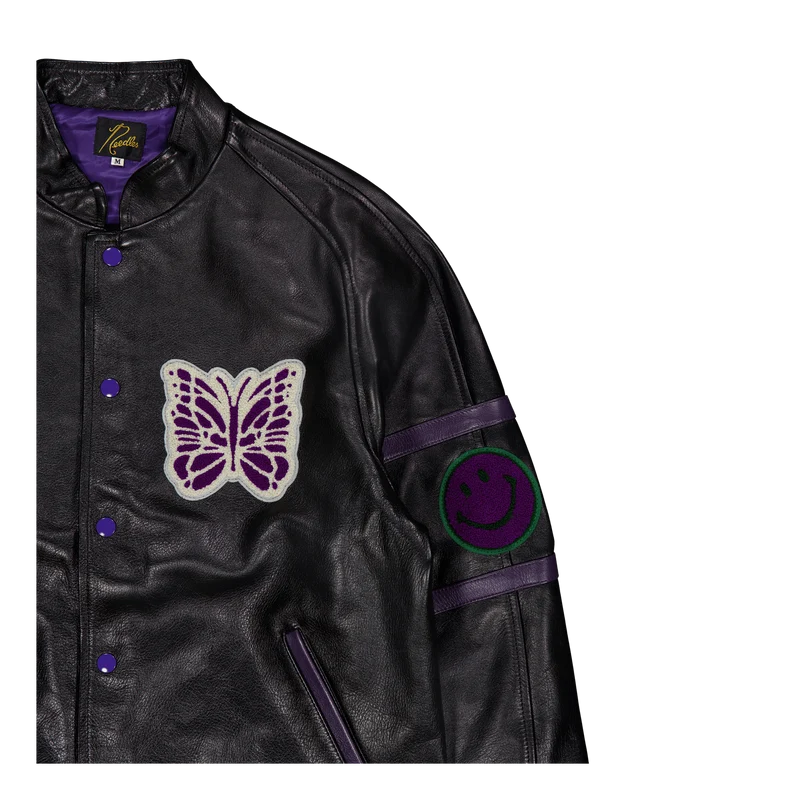 Needles Letterman Jacket - Cow Black