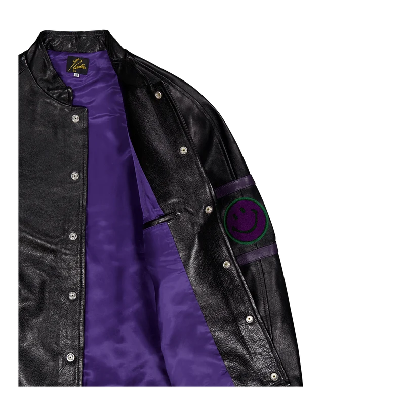 Needles Letterman Jacket - Cow Black