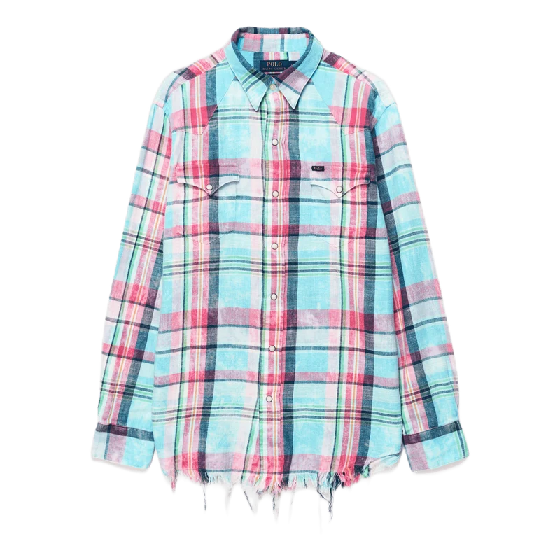 Slub Cotton Plaid Western Shirt