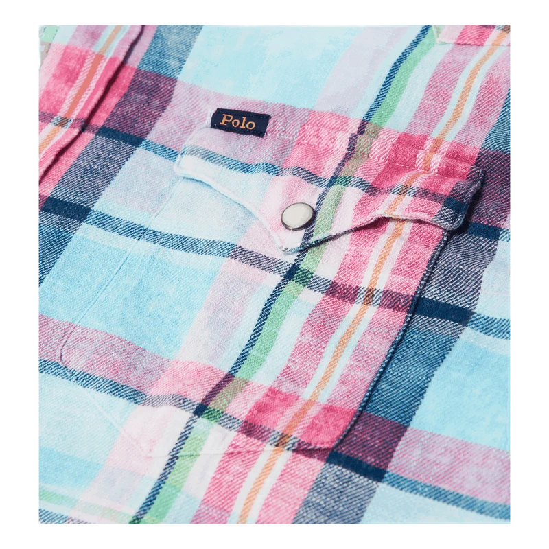 Slub Cotton Plaid Western Shirt