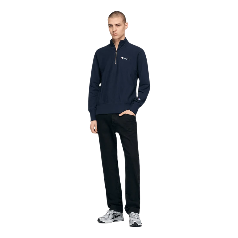 Small Script Half Zip Sweatshi Blue