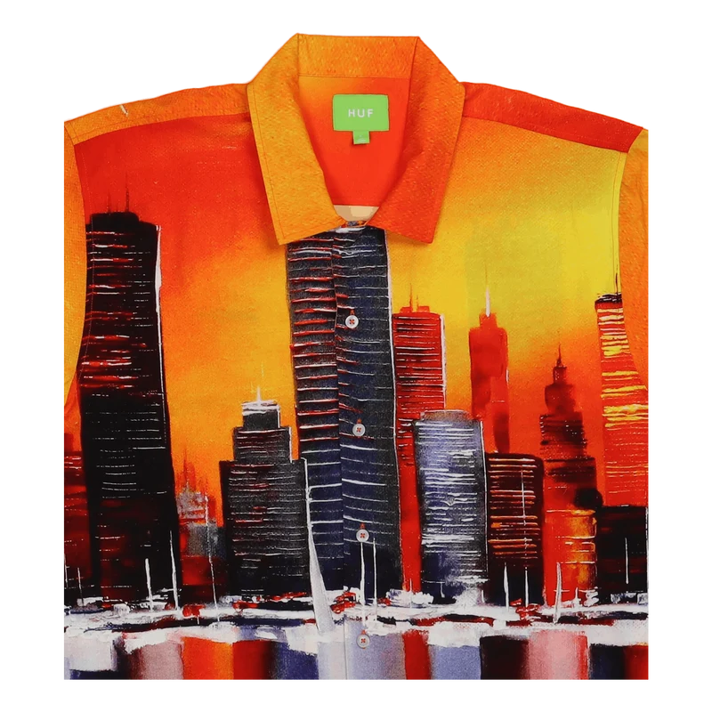 Concrete Jungle S/s Woven Top Orange