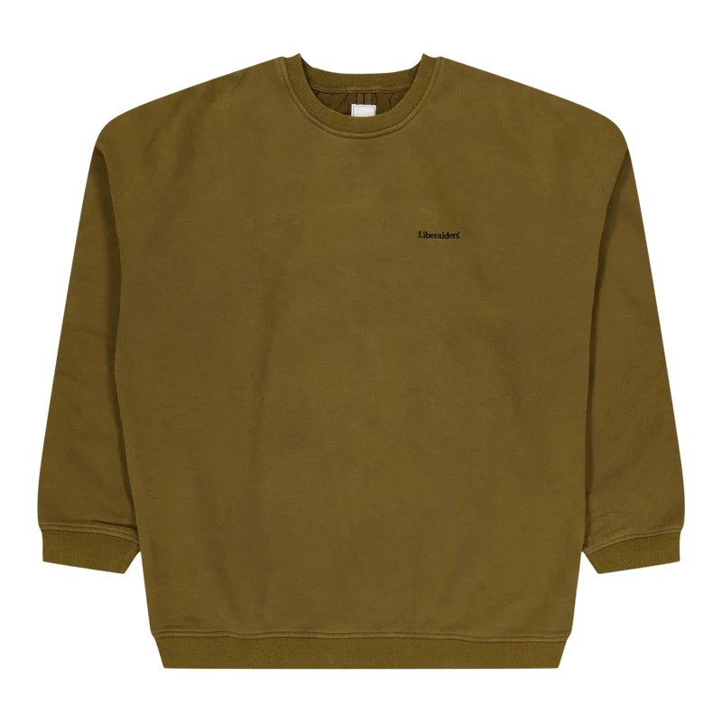 Cotton Fleece Quilted Crewneck Olive
