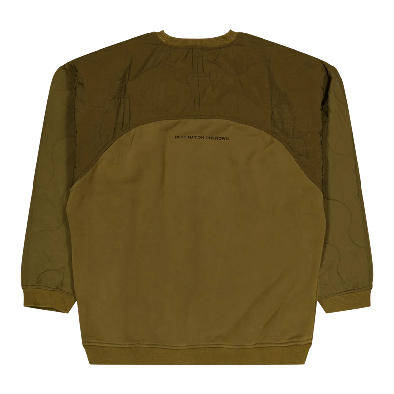 Cotton Fleece Quilted Crewneck Olive