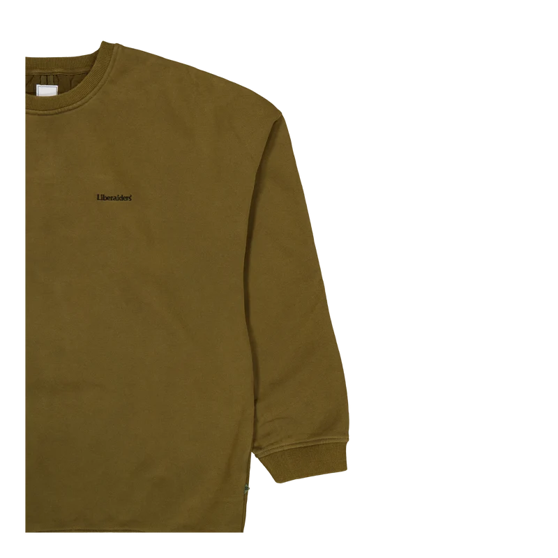 Cotton Fleece Quilted Crewneck Olive
