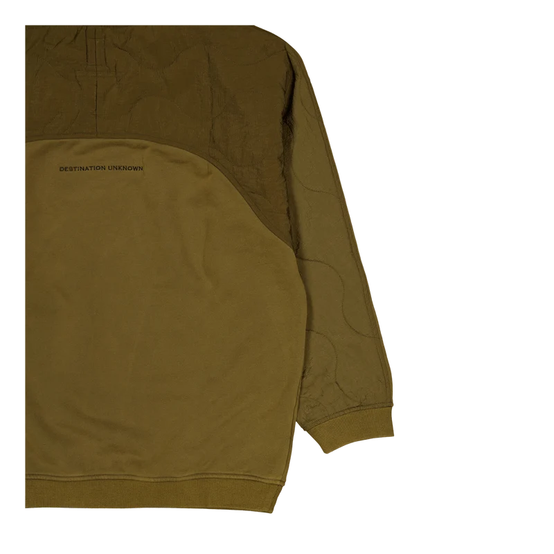 Cotton Fleece Quilted Crewneck Olive