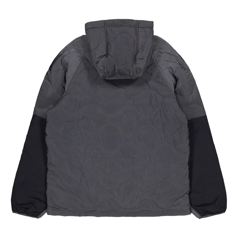 Quilted Ripstop Nylon Hoodie Gray