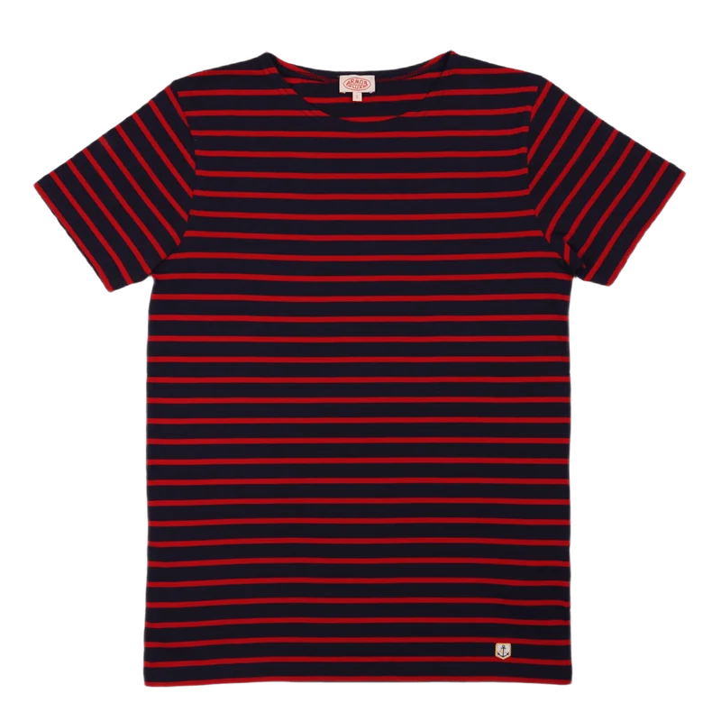 Striped Breton Shirt "hoëdic" Navire Navy/braise Red