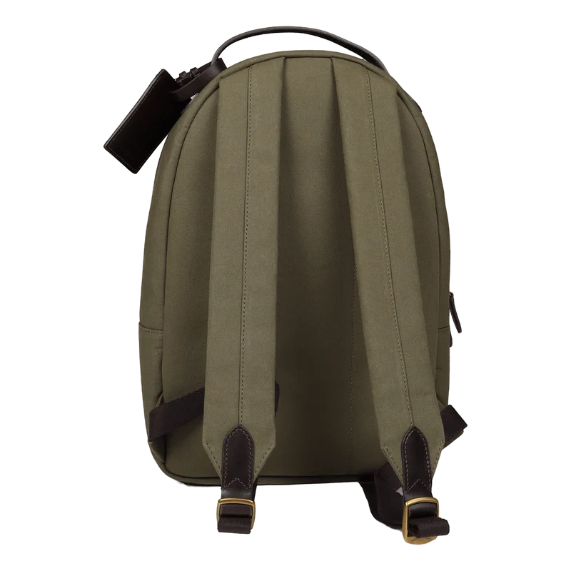 Leather-Trim Canvas Backpack Defender Green