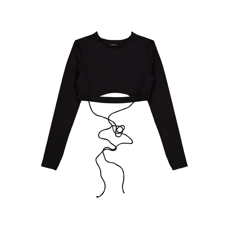 Tjcw Backless Longsleeve Cropt Black